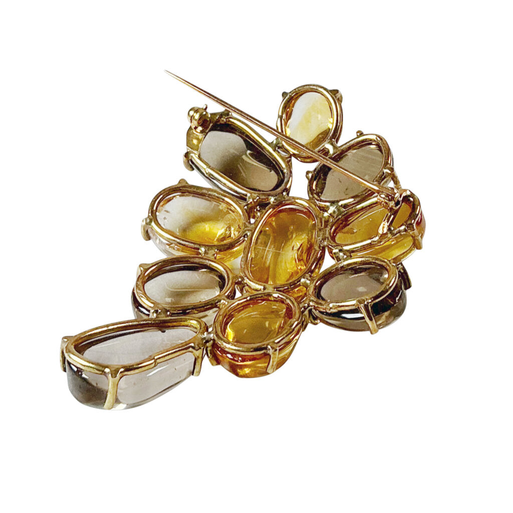 14K (tested) Brooch w/ Oval Cabochon Citrines