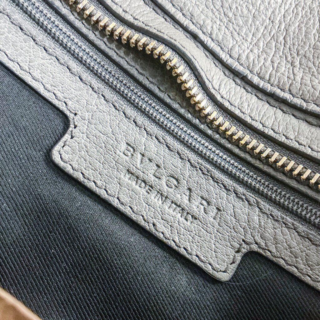 Bulgari Grey Bag w/ Signature Strap Orig $2175
