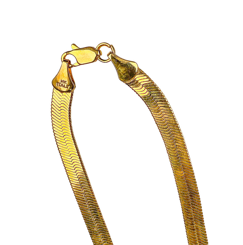 14k Herringbone Necklace (4mm w. 23" l, 22g)