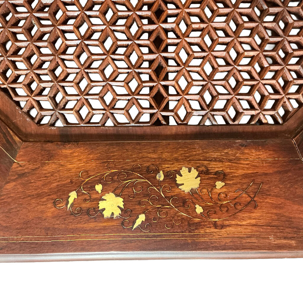 Octagonal Table from India w/Brass Inlay