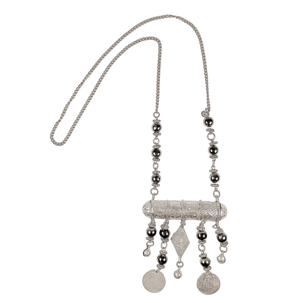 Algerian Necklace w/ Coins & Black Beads