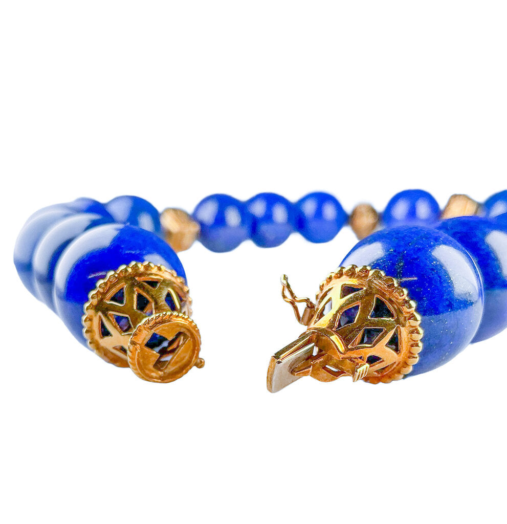 18K Gold-Accented Lapis Lazuli Bead Necklace