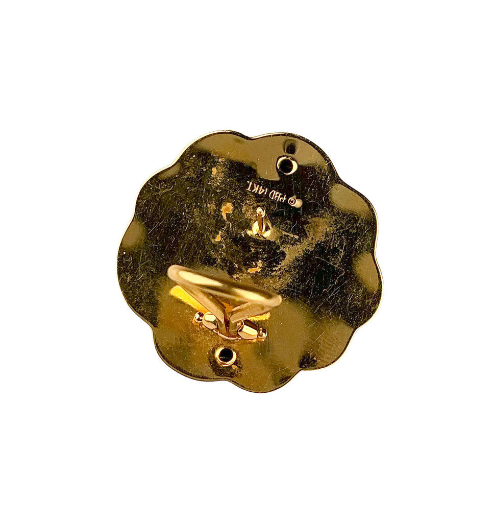 14K Gold Swirl Button Earrings with Cultured Pearl