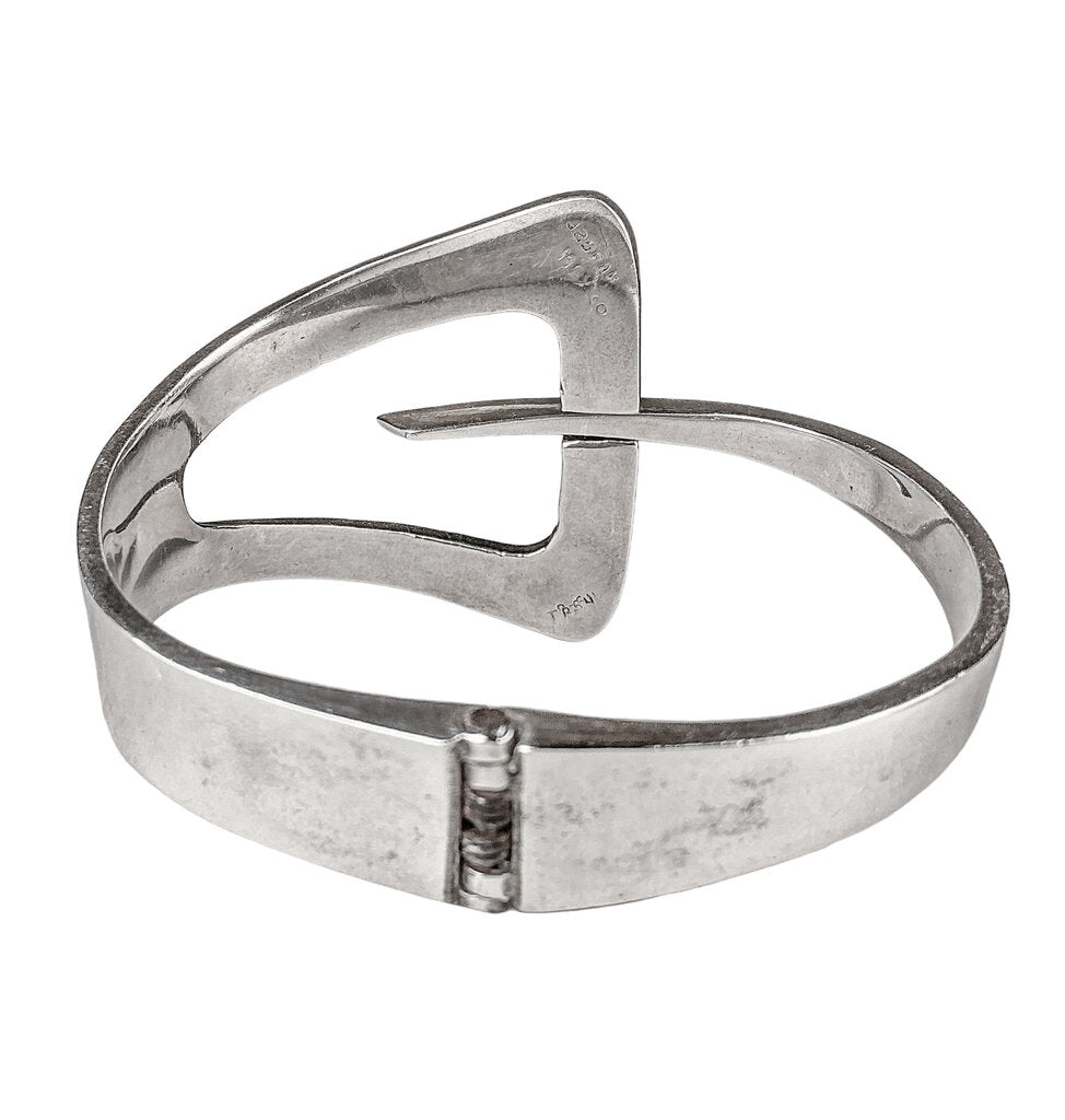 Mexican Silver Modernist Bypass Bracelet