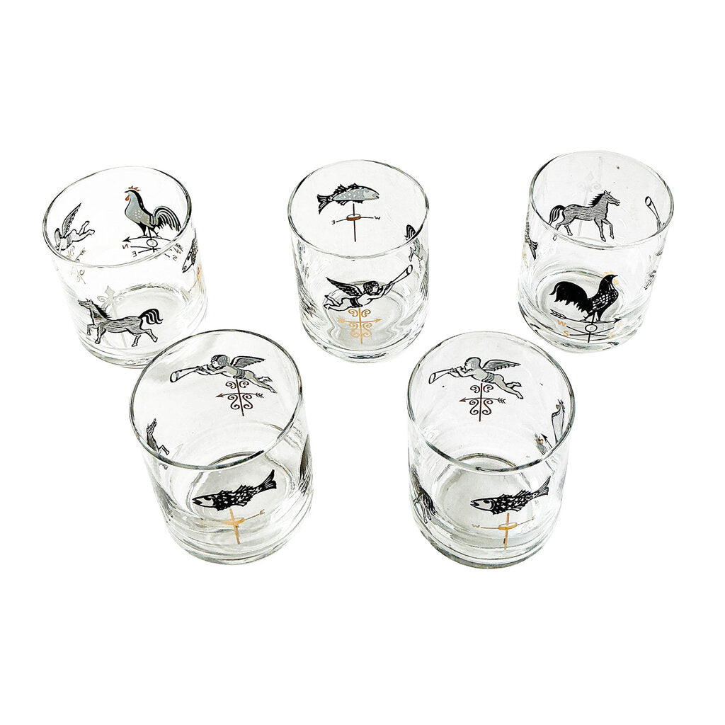 SET of 5 Vintage Libby Weathervane Juice Glasses