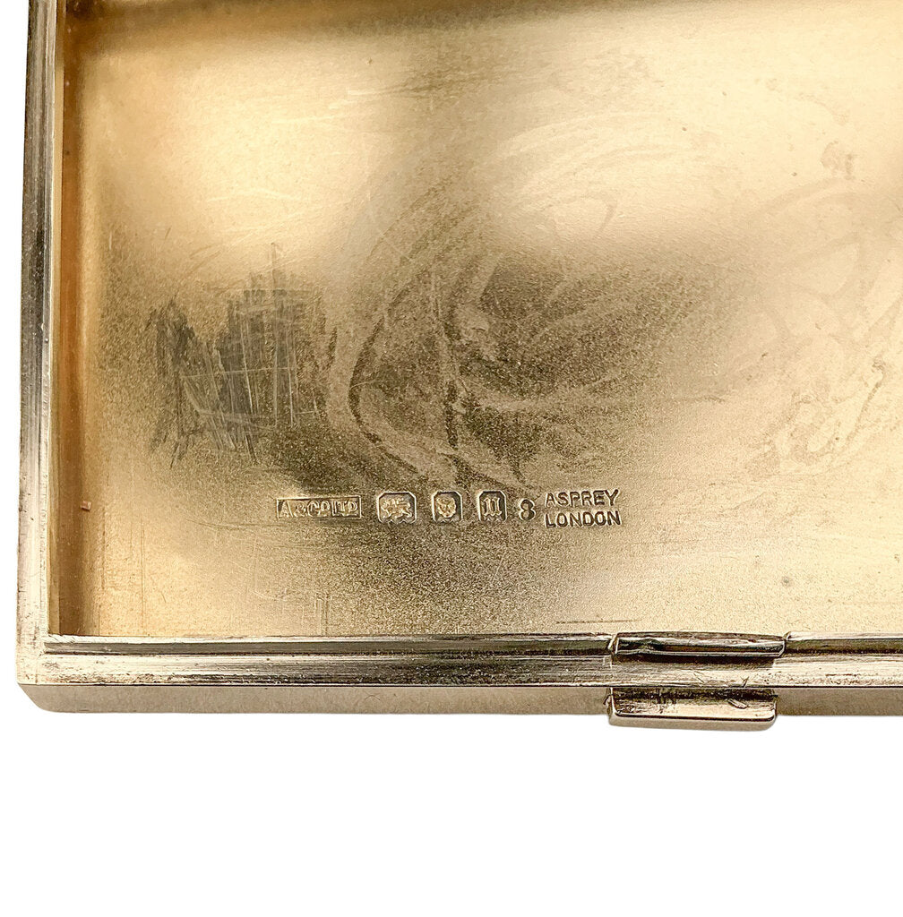 Art Deco Asprey Sterling Compact w Diamonds & Onyx