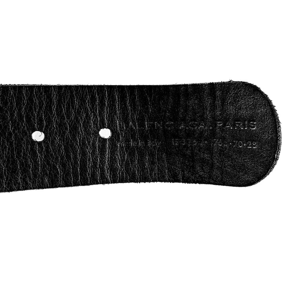 Balenciaga Black Leather Gold Bar Belt
