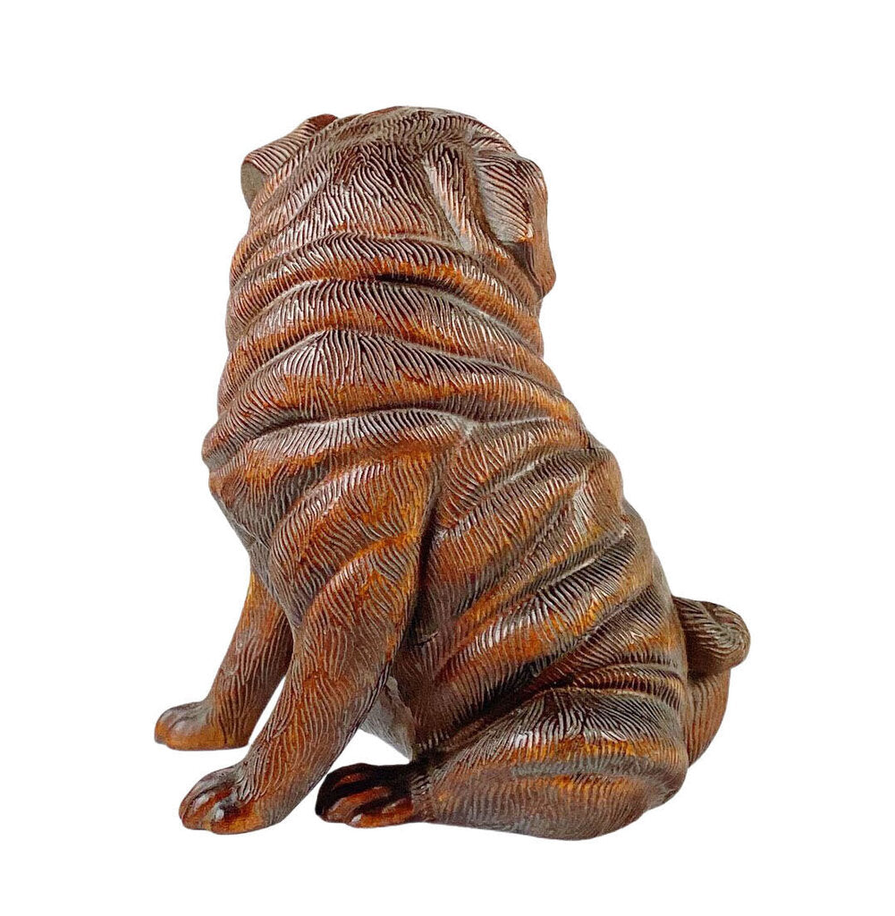 Boxwood Carved Shar Pei Statue
