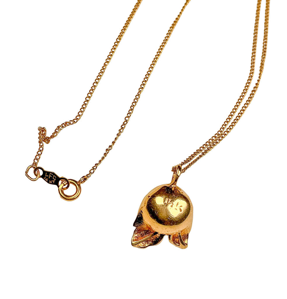 14K YG Tulip & Pearl Necklace