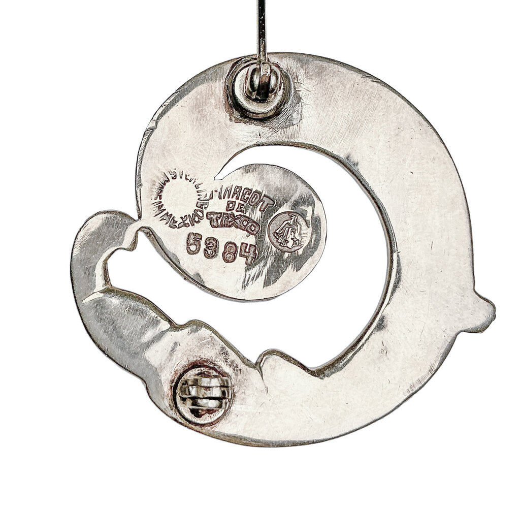 Margot De Taxco Sterling & Enamel Floral Spiral Brooch