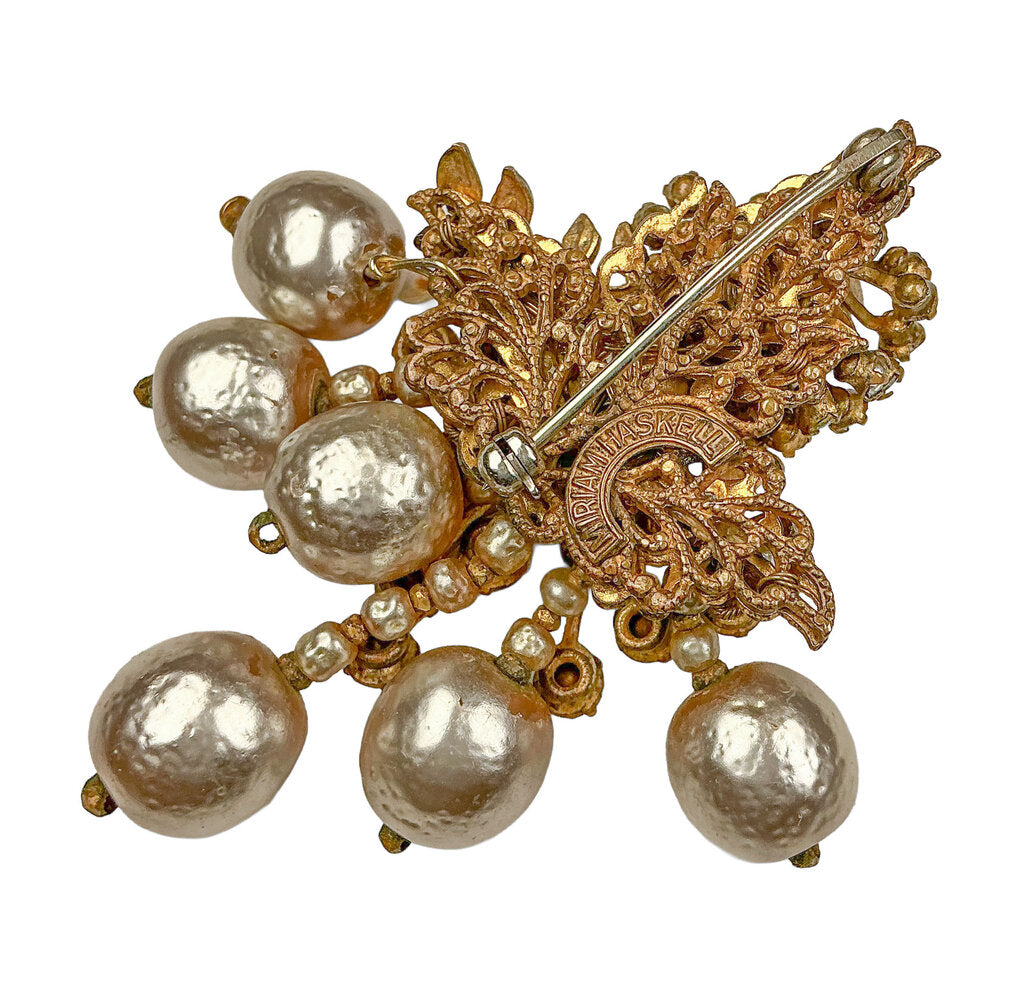 Miriam Haskell Baroque Pearl & Rhinestone Brooch