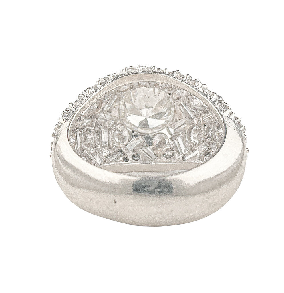 Stunning Vintage 2.5ct H1 S1 Diamond Solitaire w Baguettes & Brilliant Cut Diamonds