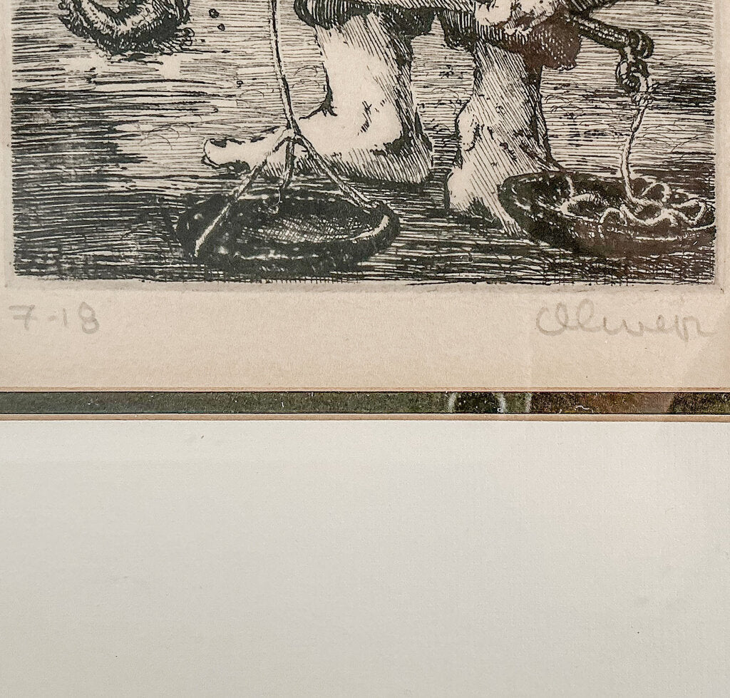 Perry Oliver, "To Pick a Fish", Signed & Numbered Etching