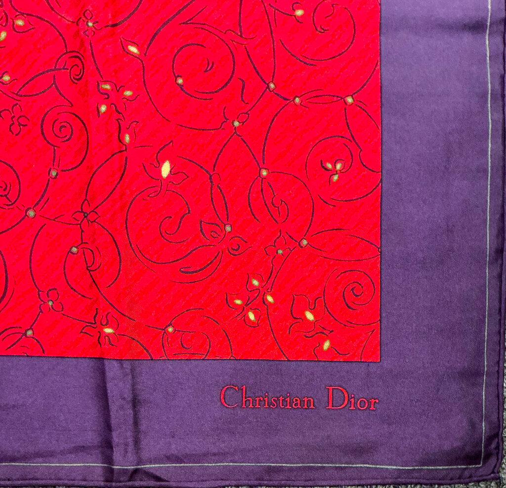 Vintage Christian Dior Red Scarf, Orig $315