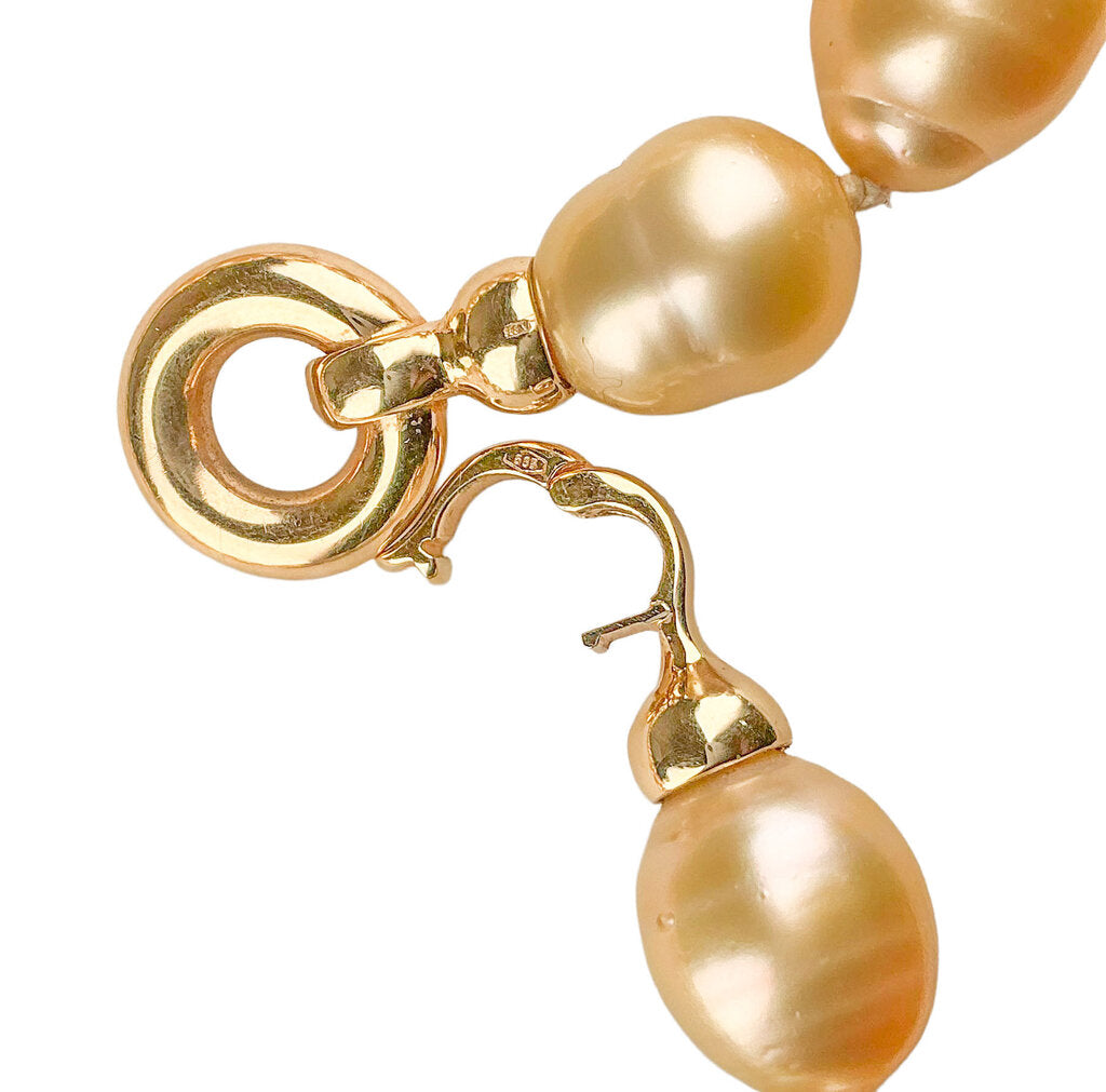 Golden S. Sea Pearl Necklace w 14K YG Clasp