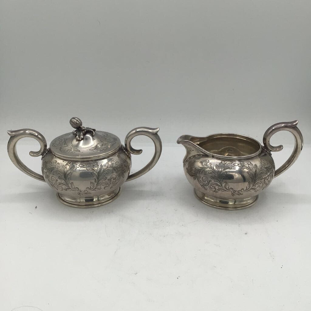 S. Kirk & Son Engraved Sterling Creamer & Sugar