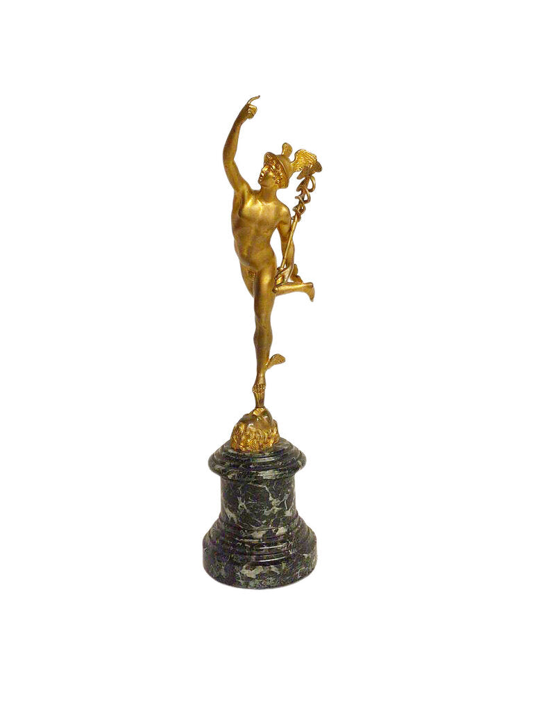 Gilt Bronze Flying Mercury on Marble Base French 19th Century