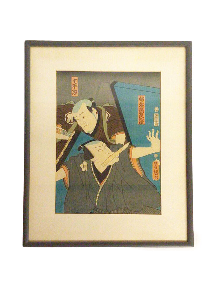Japanese Woodblock Print. Kunisada. Kabuki Actors. 19th Century
