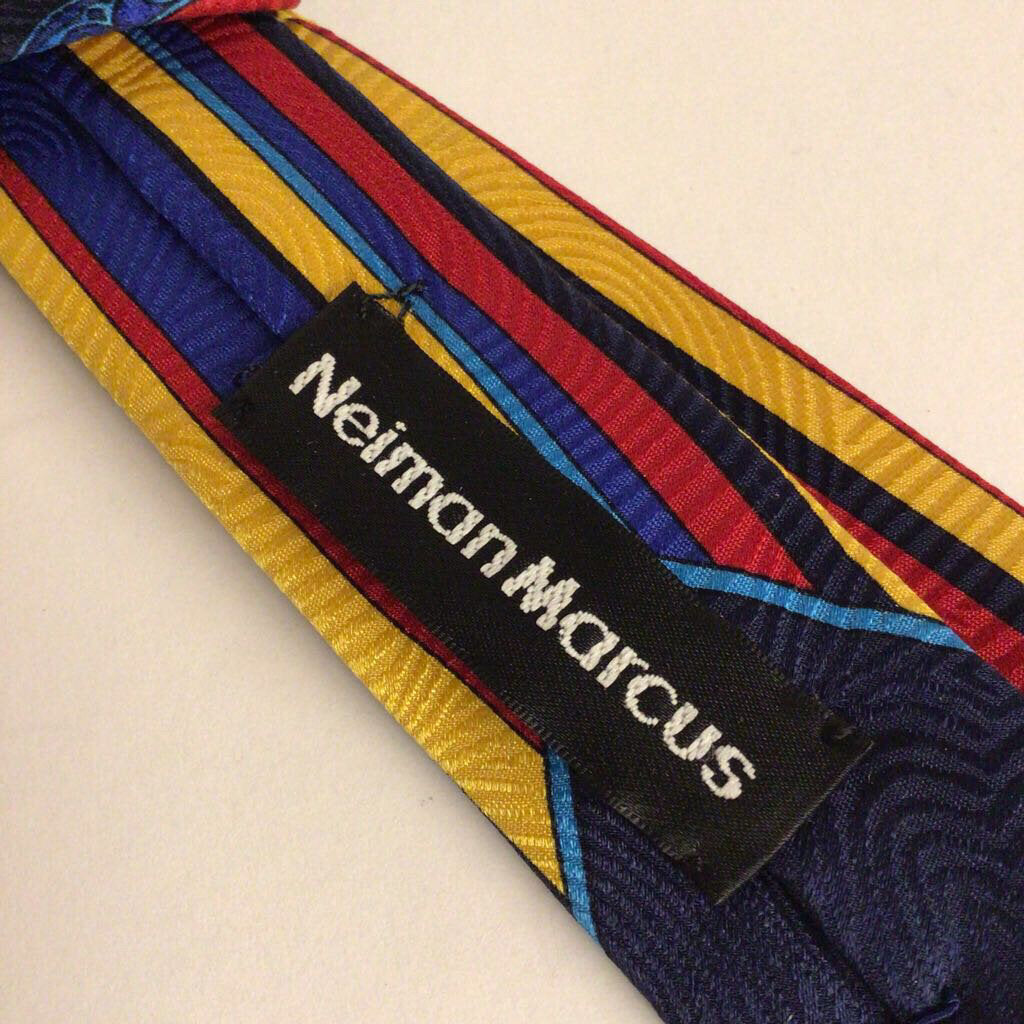 Versace Silk Necktie, Red, Yellow, & Blue