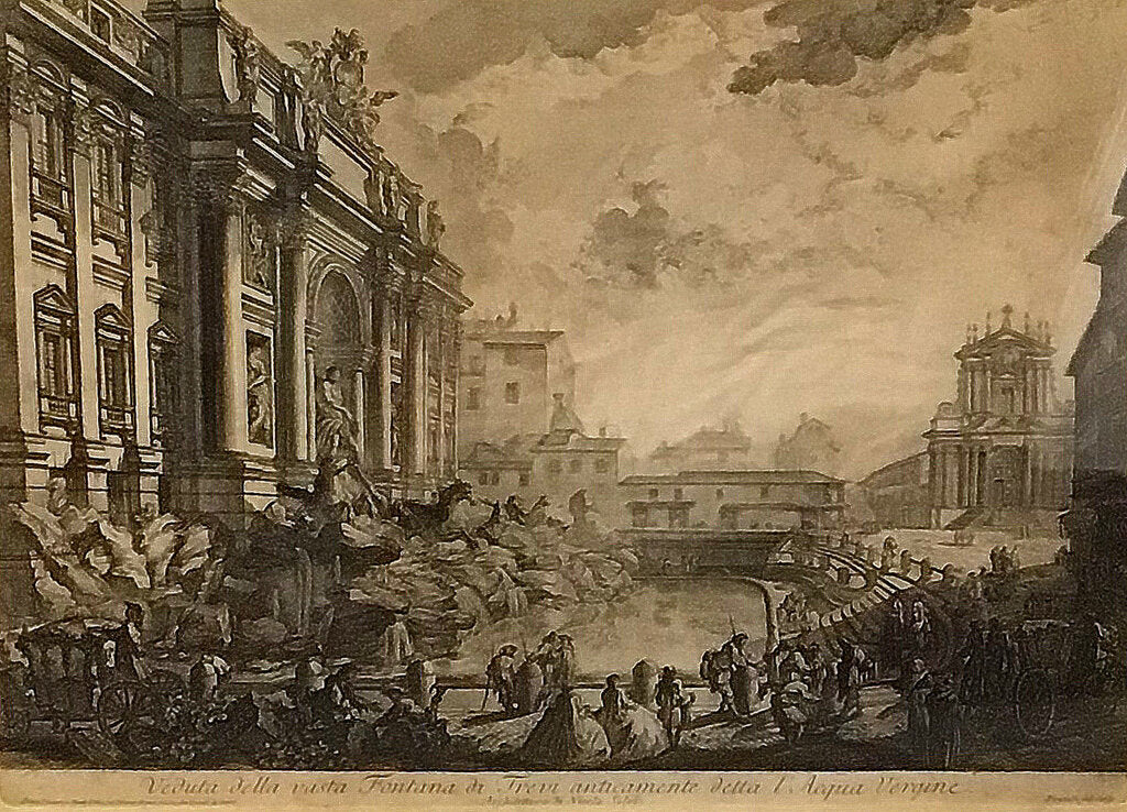 Piranesi Veduta Della Vasta Fontana di Trevi Etching First Paris Edition, circa 1751