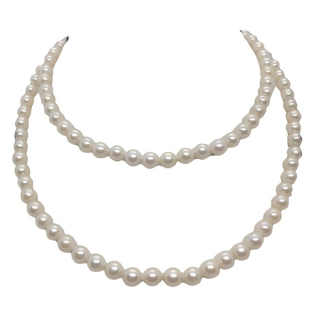 Vintage Japanese Pearl Necklace w. Diamond Clasp