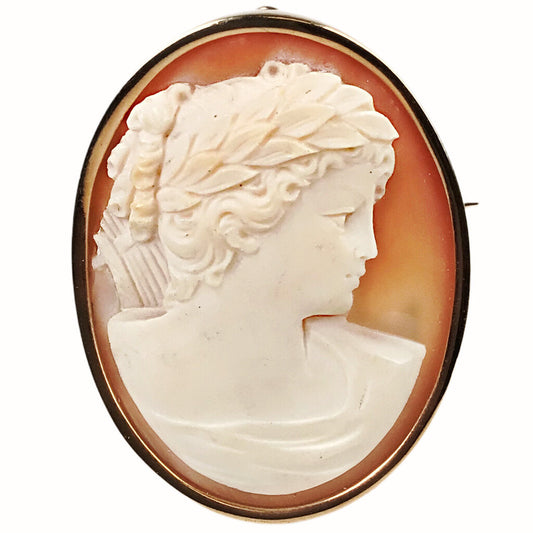 Vintage Shell Cameo Pendant/Brooch in 14Kt Gold Mount