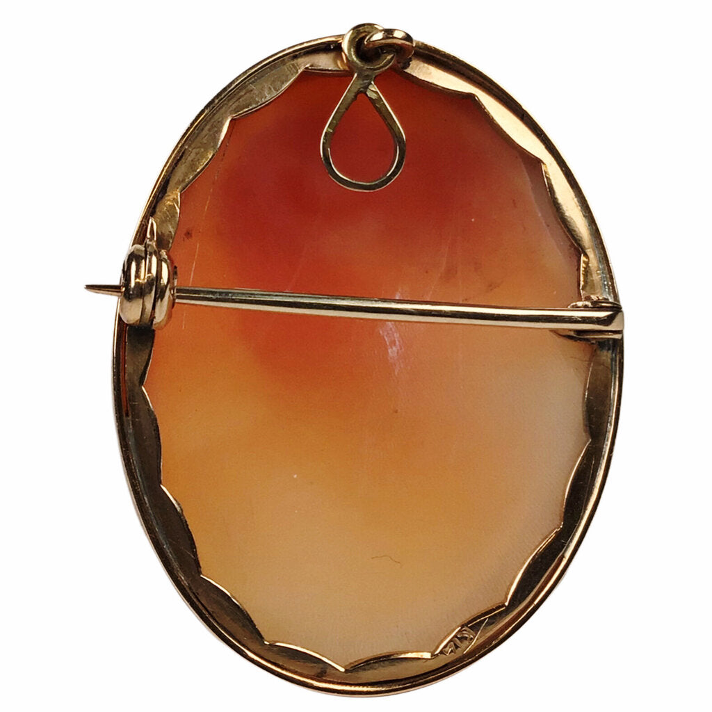 Vintage Shell Cameo Pendant/Brooch in 14Kt Gold Mount