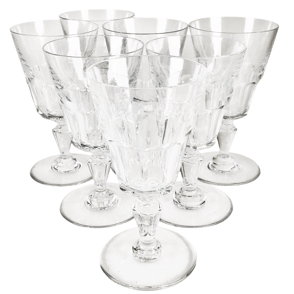 7 Baccarat "Bretagne" Port Glasses, 1 Fleabitten