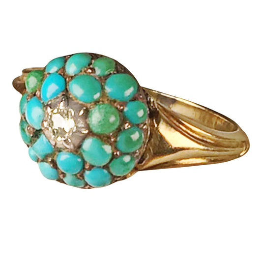 Dainty Diamond & Turquoise Ring in 14Kt Gold