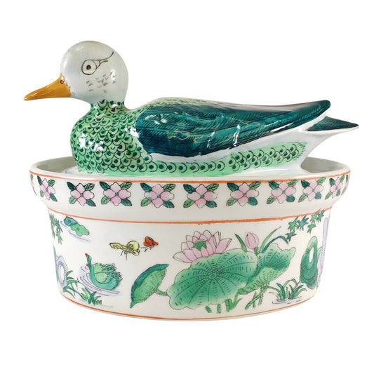 Porcelain Enamel-Painted Duck Tureen