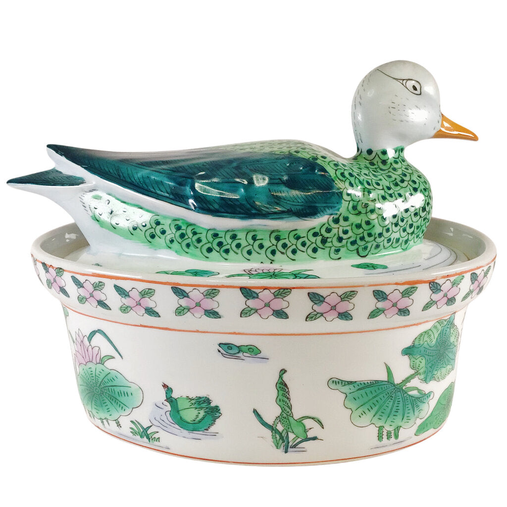 Porcelain Enamel-Painted Duck Tureen