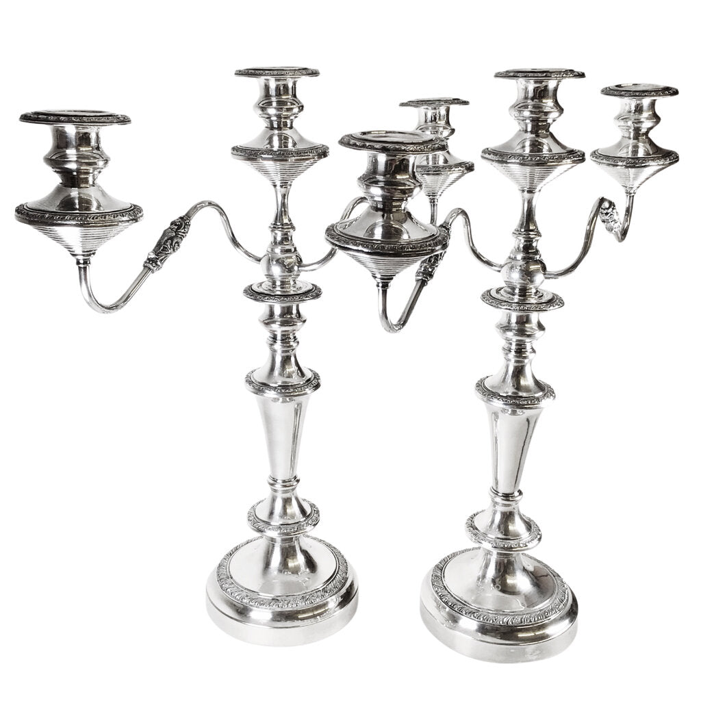 Pair/Hartford Georgian-Style Silverplated Candelabras