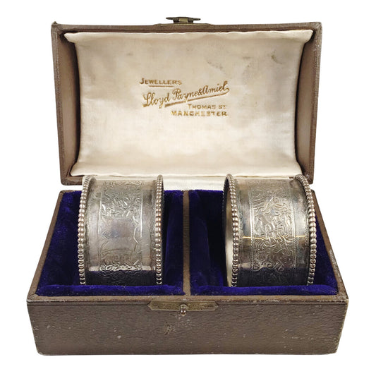 Pair/Hayes Bros. Chased Sterling Napkin Rings, 1889