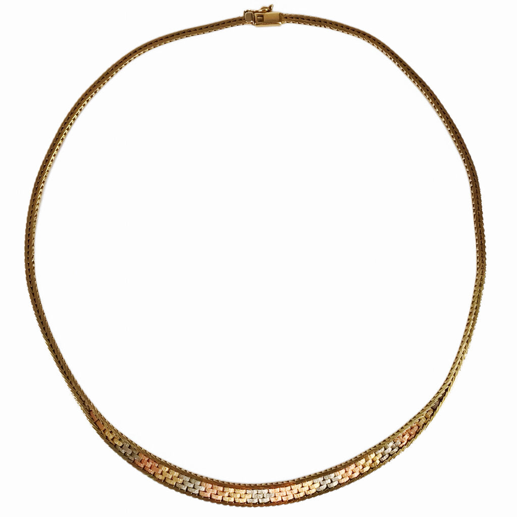 14Kt Tri-Color Gold Necklace Italy