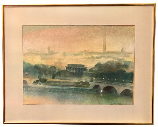 Jean Ranney Smith. View From Arlington Cemetery. Watercolor. 20th Century