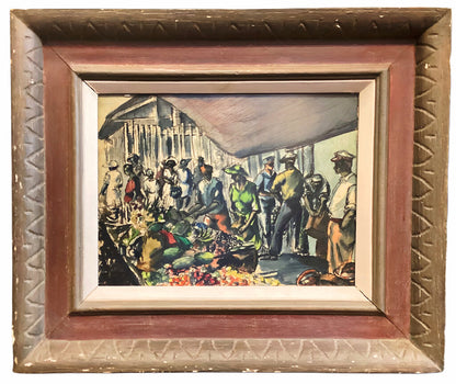 Perkins, "American Market Scene", Watercolor.