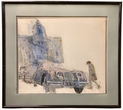 Stanley Hunter Original Jaguar Advertisement. Watercolor on Paperboard. 1970s