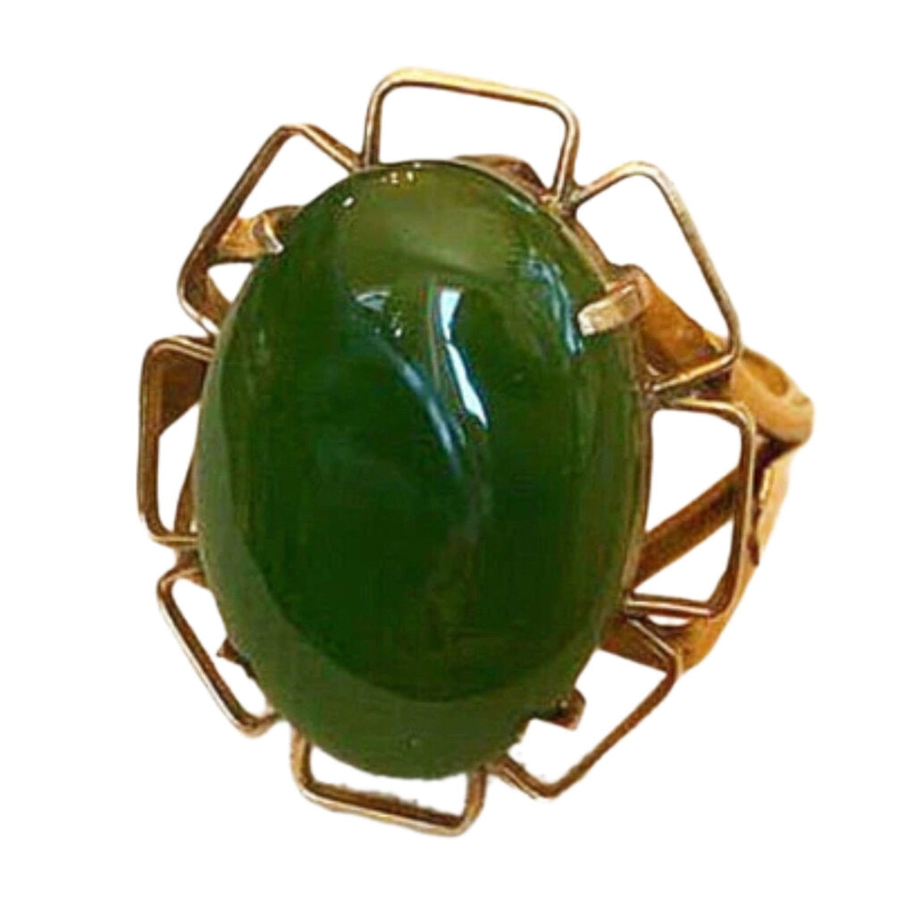 Ring 14K with Green Hardstone