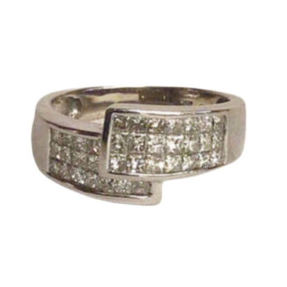 14Kt WG & Pave Band Diamond Ring