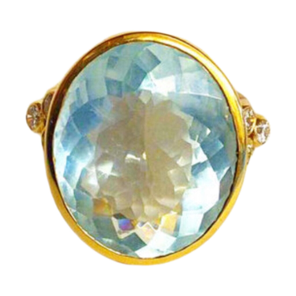 18Kt Diamond and Blue Stone Ring Vintage 1960