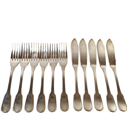 11pc. Christofle "Touraine" Fish Forks & Knives