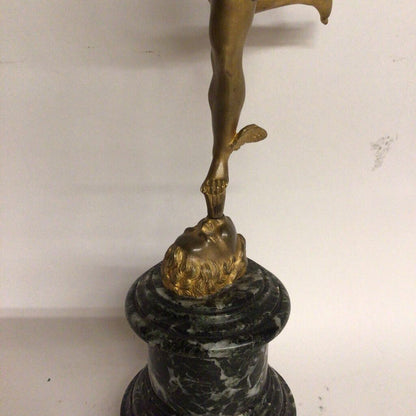 Gilt Bronze Flying Mercury on Marble Base French 19th Century
