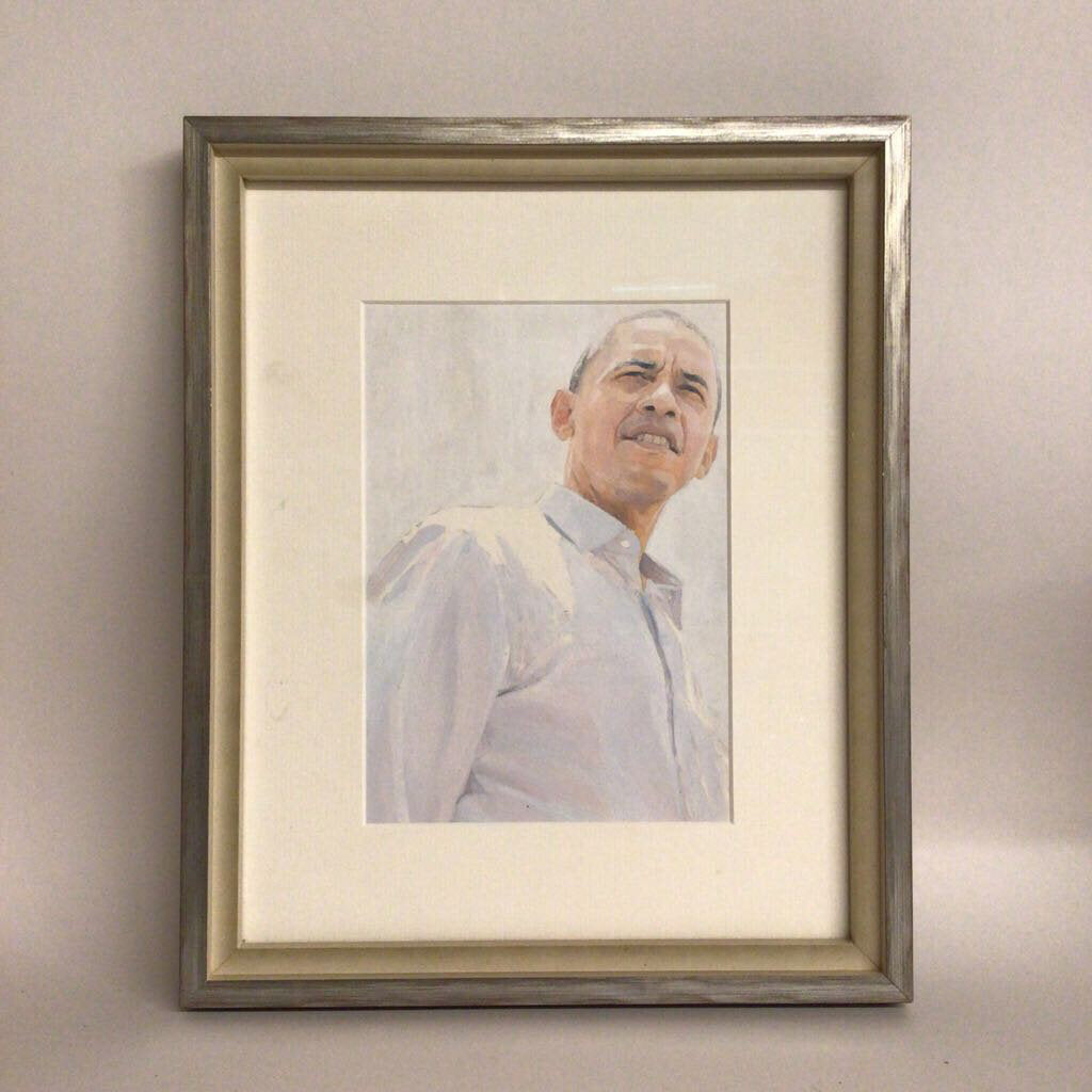 Gregory Cumins. Portrait of President Obama. Oil on Board.