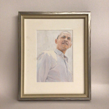Gregory Cumins. Portrait of President Obama. Oil on Board.