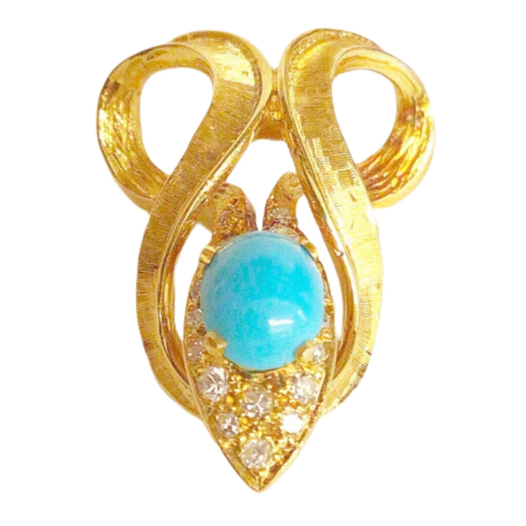 LaLaoUNIS 18Kt Gold Snake Head Diamond & Turquoise Pendant