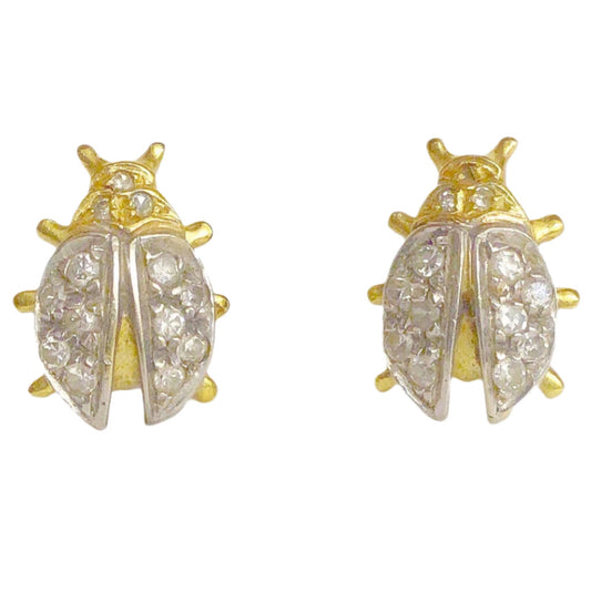 18Kt Gold & Diamond Ladybug Earrings