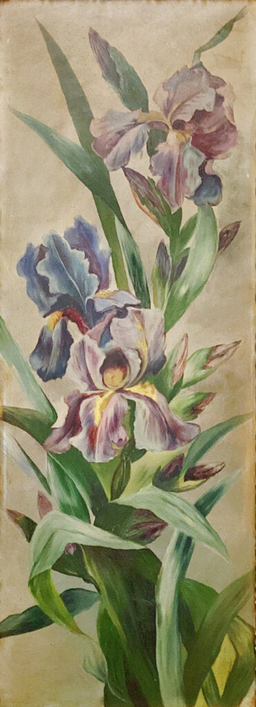 Irises. Oil On Board.