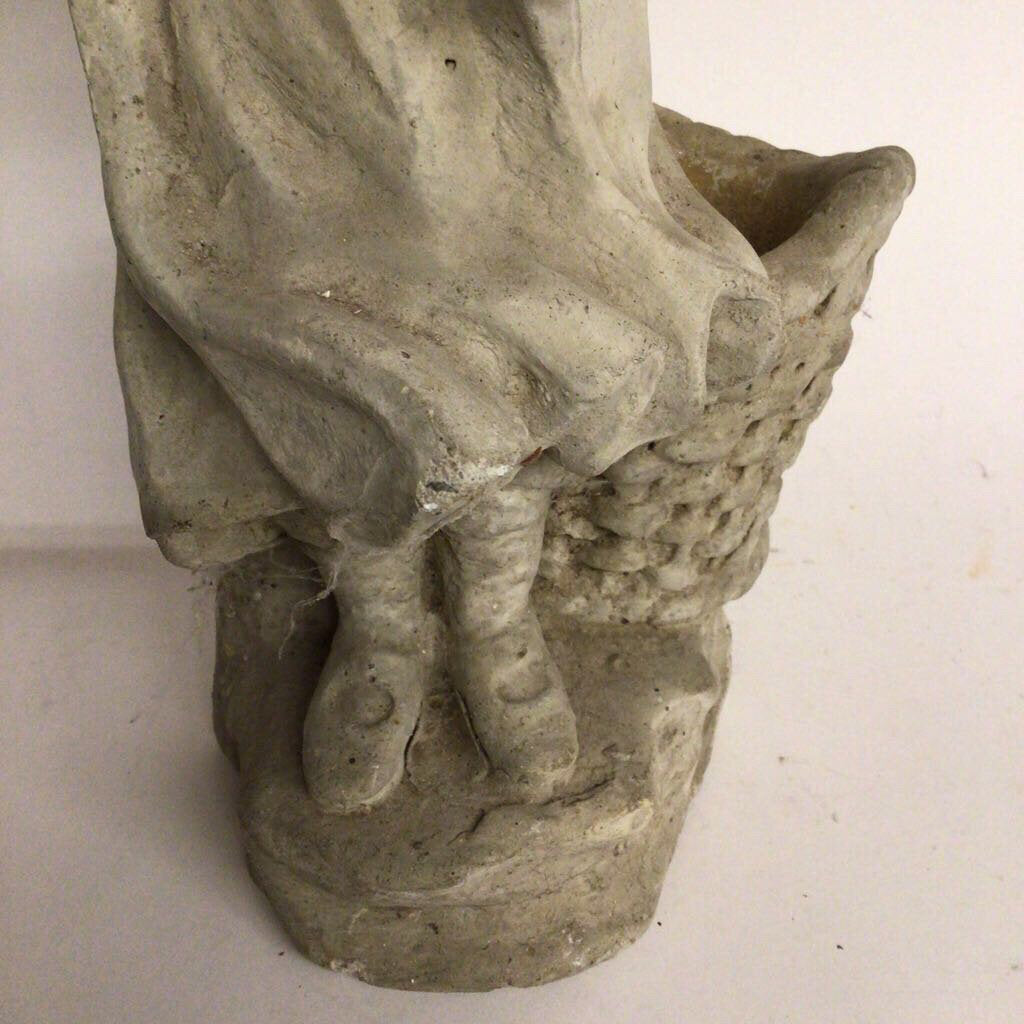 Vintage Concrete Garden Statue, Girl w/Umbrella