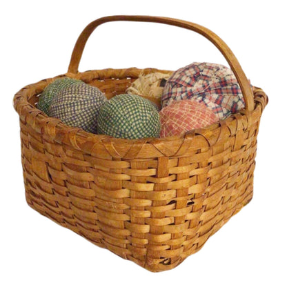 Vintage Rustic Rag Balls & Basket