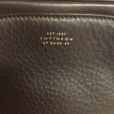 Smythson Leather Purse in Rich Brown w.Purple Silk Lining & Shoulder Strap